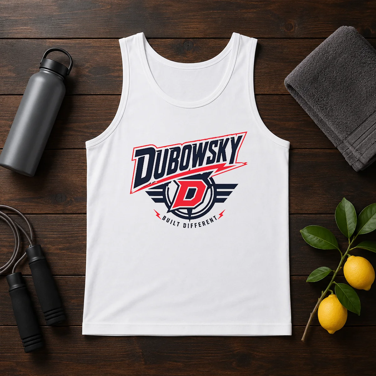 Pretty Dubowsky Built Different Lightning Bolt Sports Logo Tank Top