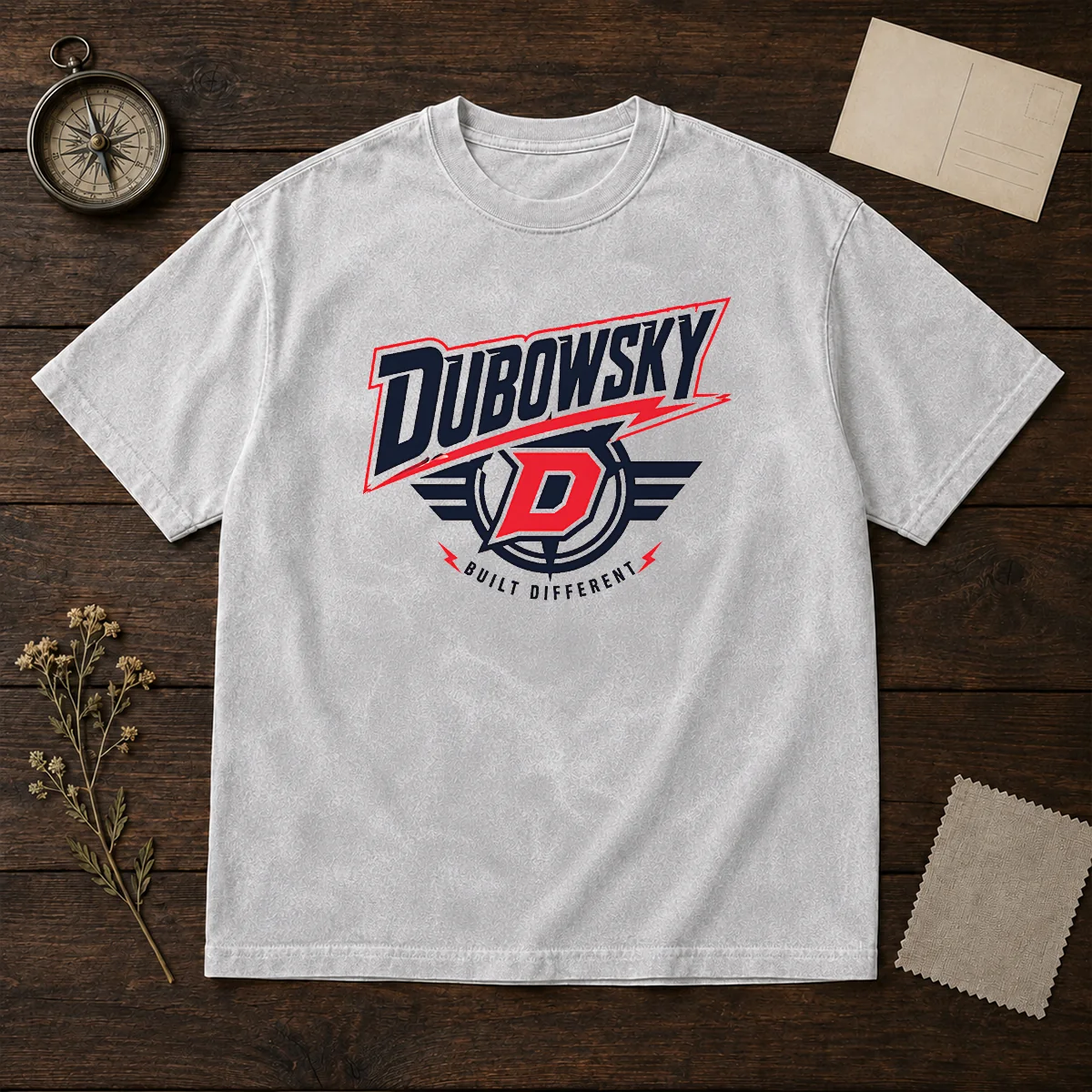 Pretty Dubowsky Built Different Lightning Bolt Sports Logo Washed T-Shirt