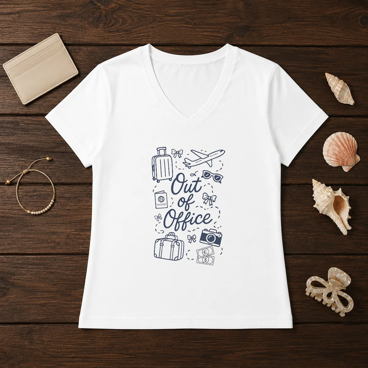 Pretty Travel Inspired Doodle Out Of V-Neck Shirt Pretty Travel Inspired Doodle Out Of V-Neck Shirt