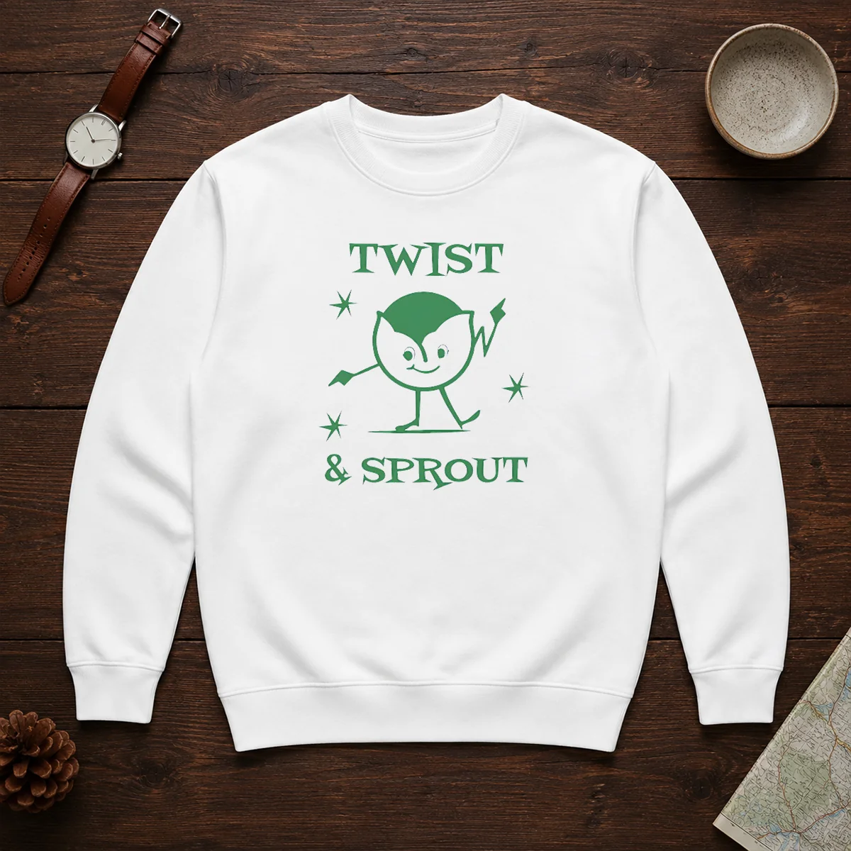 Pretty Twist And Sprout Dancing Vegetable Character Sweater
