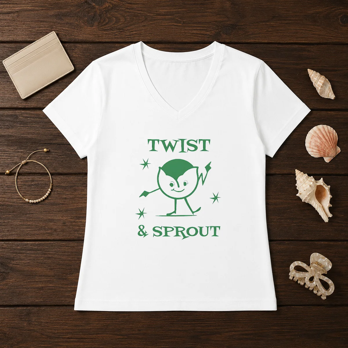 Pretty Twist And Sprout Dancing Vegetable V-Neck Shirt Pretty Twist And Sprout Dancing Vegetable V-Neck Shirt
