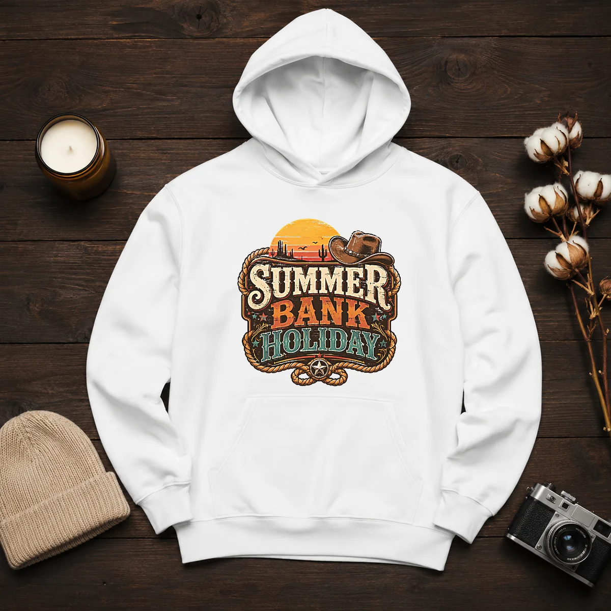 Pretty Western Cowboy Summer Bank Holiday Desert Sunset Hoodie