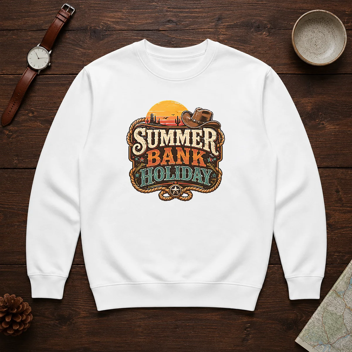 Pretty Western Cowboy Summer Bank Holiday Desert Sunset Sweater