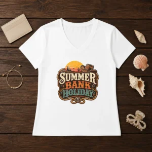 Pretty Western Cowboy Summer Bank Holiday Desert Sunset V-Neck Shirt