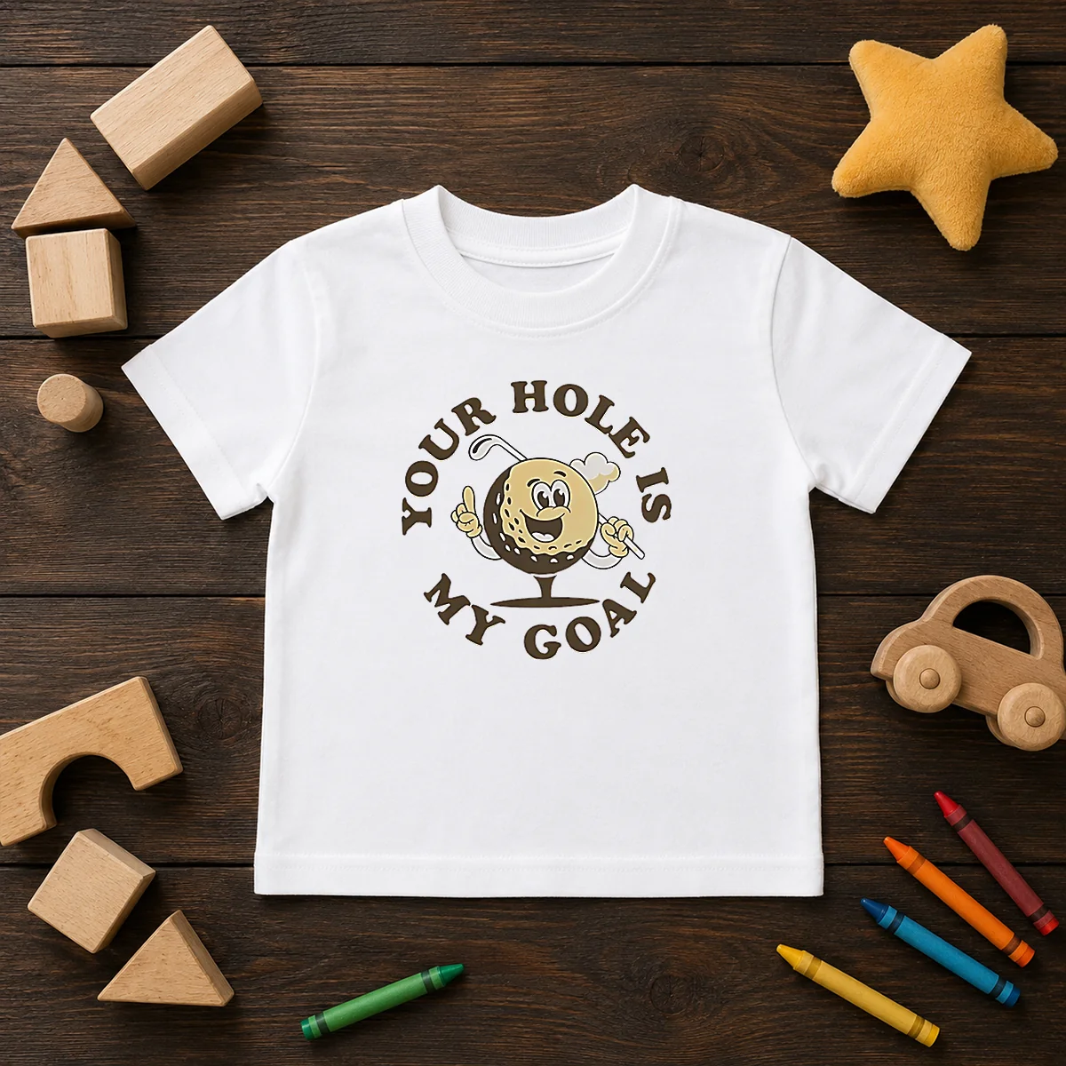 Pretty Your Hole Is My Goal Retro Golf Cartoon Kids T-Shirt