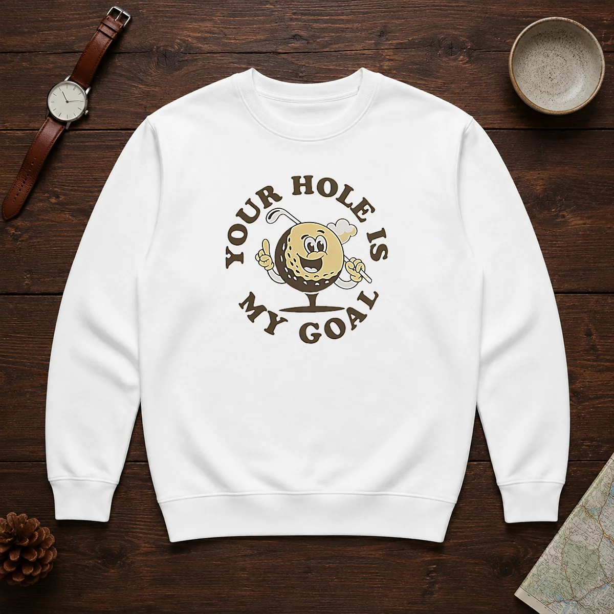 Pretty Your Hole Is My Goal Retro Golf Cartoon Sweater