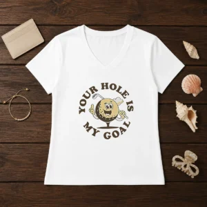Pretty Your Hole Is My Goal Retro Golf Cartoon V-Neck Shirt