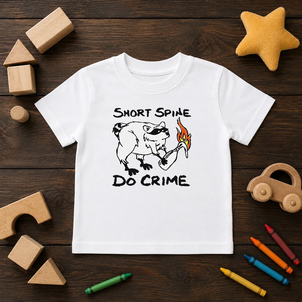 Top Raccoon Short Spine Do Crime Kids T-Shirt