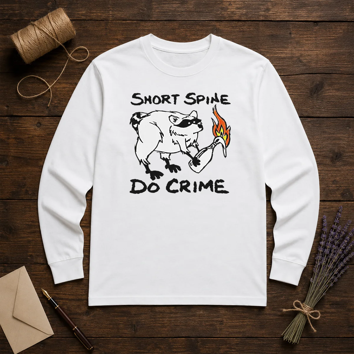 Top Raccoon Short Spine Do Crime Long Sleeve Shirt